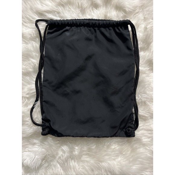 Adidas Drawstring Backpack‎ Gym Bag Black Yellow 3 Stripe Logo Sporty Athletic - Picture 5 of 10